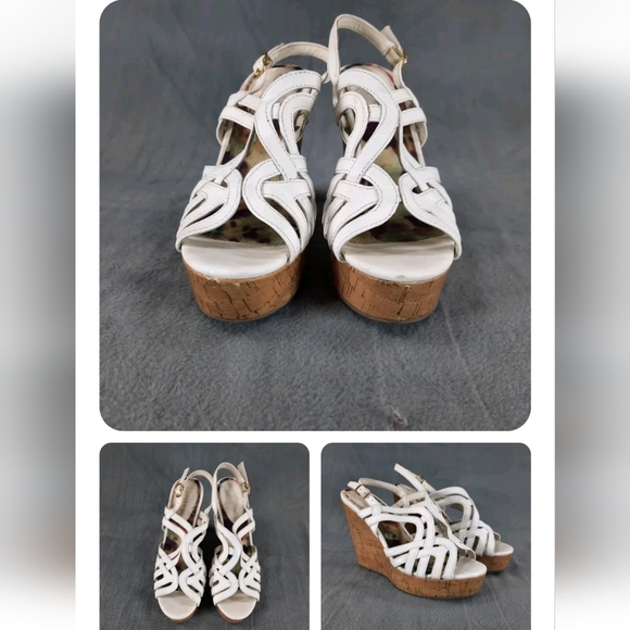 Madden Girl Shoes - Madden Girl cork wedges white strappy 8.5M vacation sandals platform